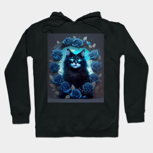 Cat with Roses - Modern digital art Hoodie